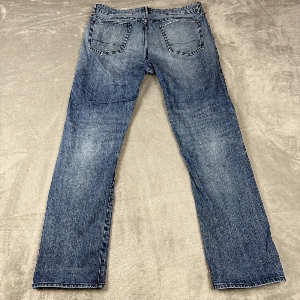 Banana Republic Jeans Mens 36x34 Blue Selvedge Slim Fit Distressed Button Fly
